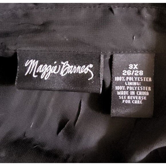 Maggie Barnes Black 3/4 Long Sleeve Button Front Twinset 3XL Ruffled Sleeve EUC - Picture 14 of 14